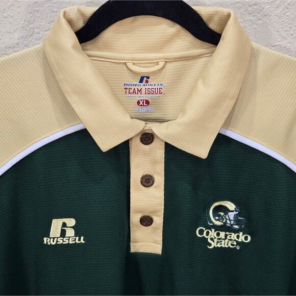 Russell Athletic Team Issue Colorado State CSU Men's Green And Gold Polo XL - Picture 2 of 13